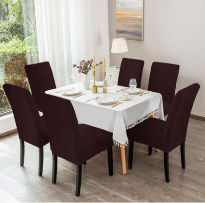 TURIYA Polycotton, Polyester Plain 1 Seater Chair Cover(Wine Red Pack of 6)