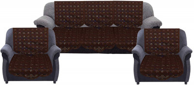 KUBER INDUSTRIES Cotton 3+1+1 Seater Sofa Floral Cover(Pack of 6 Brown)