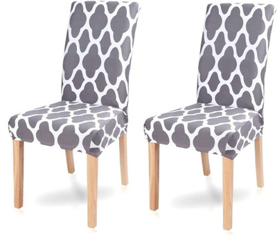 Atirap Polyester 1 Seater Chair Checkered Cover(Pack of 2 Grey, White)