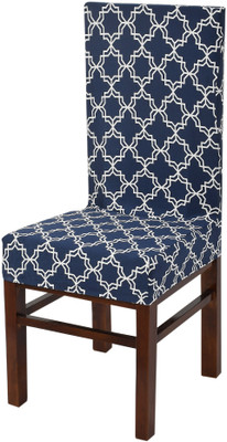 YELLOW WEAVES Polyester Geometric 1 Seater Chair Cover(Blue Pack of 1)