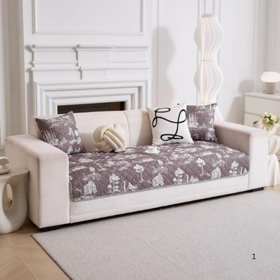 Home Cloud Cotton 1 Seater Sofa Floral Cover(Pack of 1 Grey)