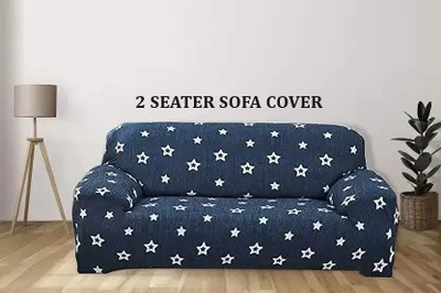 TONY STARK Polycotton Floral 2 Seater Sofa Cover(Blue Pack of 1)