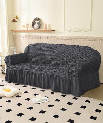 Jaide Polyester Polka 2 Seater Sofa Cover(Grey Pack of 1)