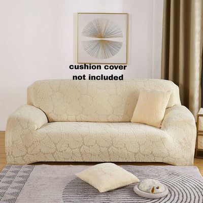 Pinkleaf Polycotton Abstract 3 Seater Sofa Cover(Elastic Stretchable Fully Covered Sofa cover for 3 seater & 2 seater sofa,cream Pack of 1)