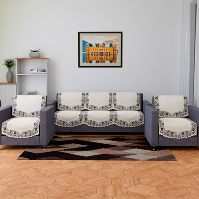 KUBER INDUSTRIES Velvet Floral 3+1+1 Seater Sofa Cover(Yellow Pack of 10)