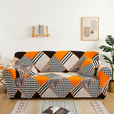 lukzer Polyester Geometric 3 Seater Sofa Cover(Multicolor Pack of 1)