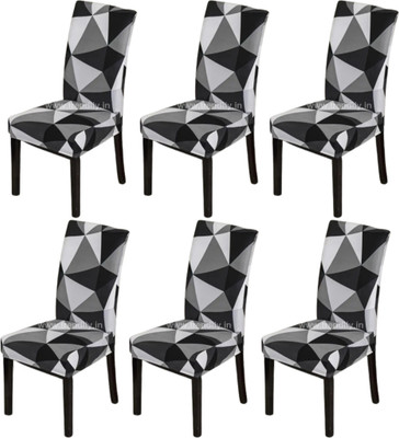 Sheikh Decore Polycotton 1 Seater Chair Geometric Cover(Pack of 6 Black)