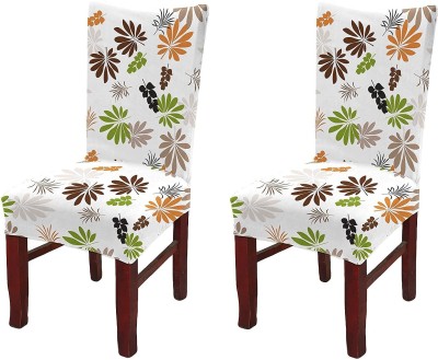 wonder decor Polycotton Floral Chair Cover(White Pack of 2)