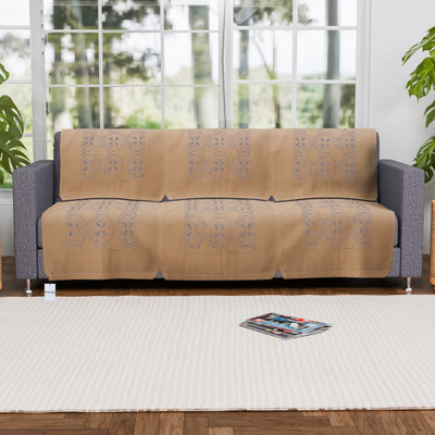 HOMESTIC by Kuber Industries Cotton 3 Seater Sofa Floral Cover(Pack of 6 Gold)