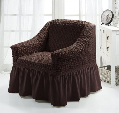 Multitex Polyester Plain 1 Seater Sofa Cover(Brown Pack of 1)