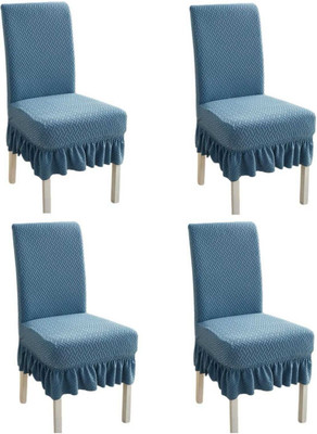 vinsano Jacquard 1 Seater Chair Plain Cover(Pack of 4 sky blue)