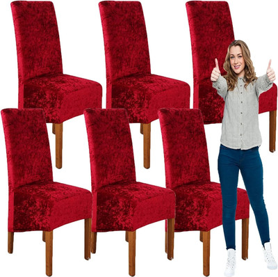 Akshra Loomtex Velvet 1 Seater Chair Abstract Cover(Pack of 6 maroon)
