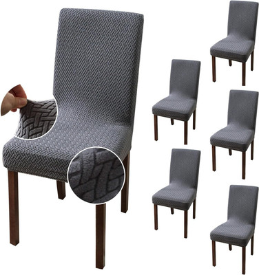 Garg Trading Comp Velvet Abstract 6 Seater Chair Cover(Grey Pack of 6)