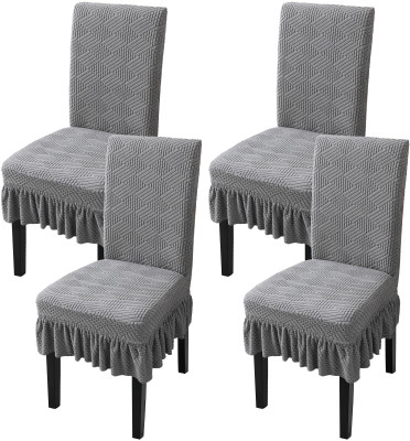 HASTHIP Polyester Geometric 1 Seater Chair Cover(Grey Pack of 4)