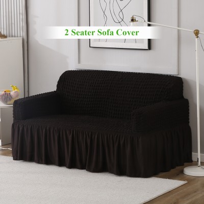 HOKiPO Polyester Plain Sofa Cover(Black Pack of 1)