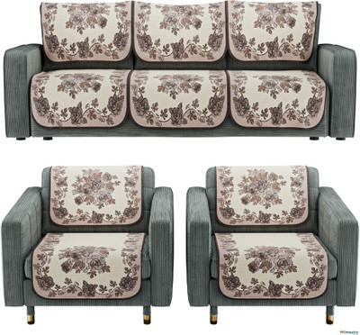 HOMESTIC Cotton 3+1+1 Seater Sofa Floral Cover(Pack of 10 Brown)