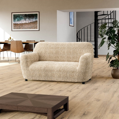 Bellissima Covers Pet Friendly 2 Seater Sofa Plain Cover(Pack of 1 Mediterraneo Sand)