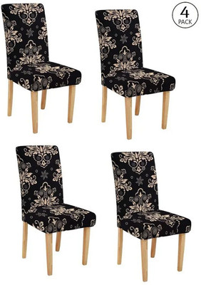 NAYISHI Polycotton 1 Seater Chair Geometric Cover(Pack of 4 Brown)