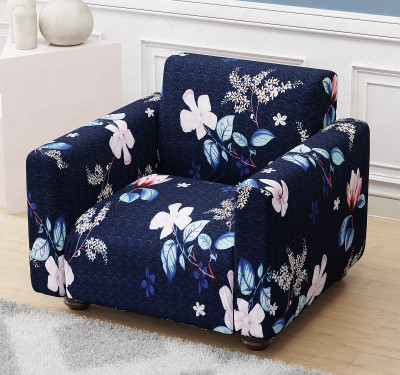 lukzer Polyester 1 Seater Sofa Floral Cover(Pack of 1 Navy Blue Flower)