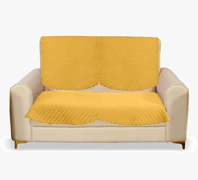 Fashion Throw Velvet 3 Seater Sofa Geometric Cover(Pack of 2 Yellow)