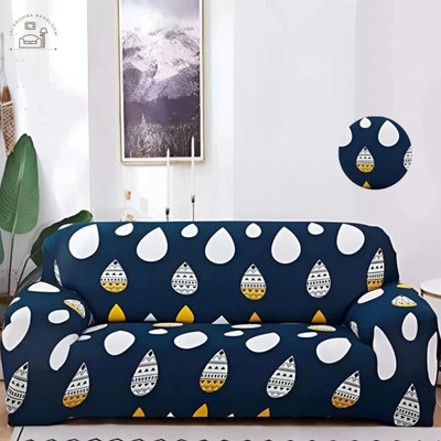 Jai krishna Polycotton 3 Seater Sofa Geometric Cover(Pack of 1 Blue, White)
