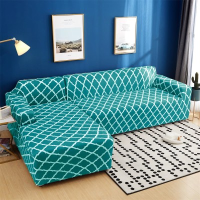 Gifts Island Polyester Geometric Sofa Cover(Teal Diamond Pack of 2)