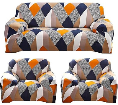 tansh Polyester Geometric 3+1+1 Seater Sofa Cover(Multicolor Pack of 3)