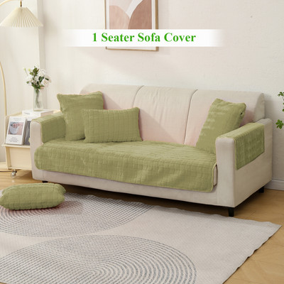 HOKiPO Fleece 1 Seater Sofa Plain Cover(Pack of 1 Pastel Green)