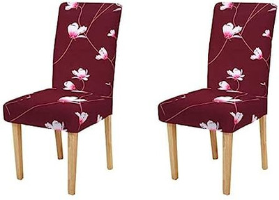 Texmex Polycotton 1 Seater Chair Checkered Cover(Pack of 2 Brown)