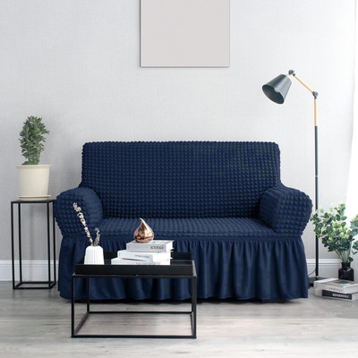 Cortina Polyester 2 Seater Sofa Plain Cover(Pack of 1 Blue)