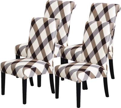 RRCRAFT Polyester Abstract 1 Seater Chair Cover(Brown Pack of 4)