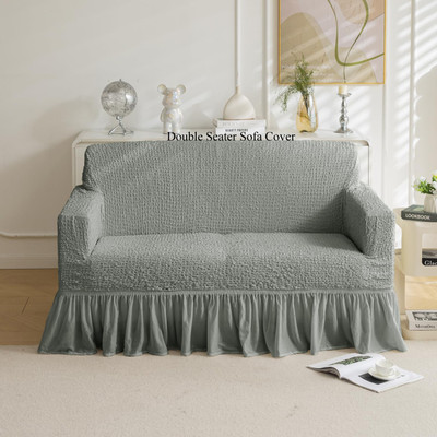 HOUSE OF QUIRK Polyester Plain 2 Seater Sofa Cover(Grey Pack of 1)