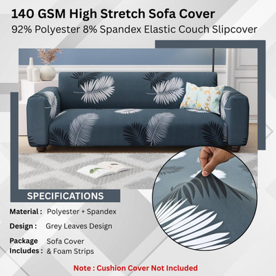 TURIYA Polyester Floral 3 Seater Sofa Cover(Grey Pack of 1)