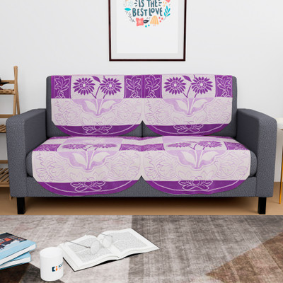 KUBER INDUSTRIES Cotton 2 Seater Sofa Floral Cover(Pack of 4 Purple)