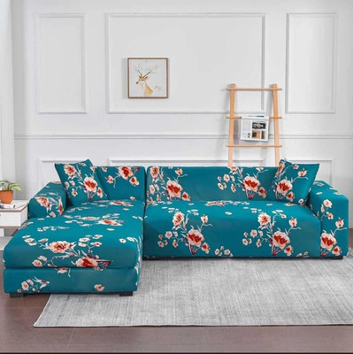 TONY STARK Polycotton Plain 3+3 Seater L-Shape Sofa Cover(Blue Pack of 1)