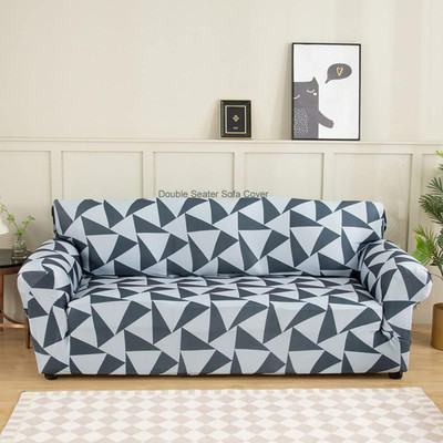 HOUSE OF QUIRK Polyester Abstract 2 Seater Sofa Cover(White Pack of 1)