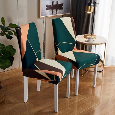 NAYISHI Polycotton Geometric Chair Cover(Multicolor Pack of 2)