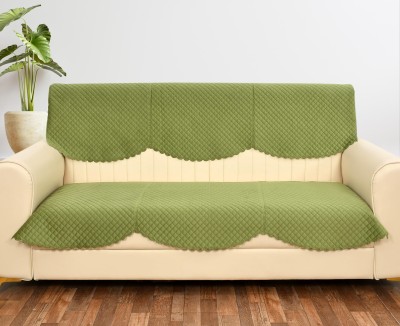 WiseHome Velvet Checkered 3 Seater Sofa Cover(Green Pack of 6)