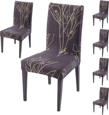 HOKiPO Polyester 6 Seater Chair Floral Cover(Pack of 6 Brown)