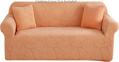 Magic Cover Jacquard Floral Sofa Cover(Orange Pack of 1)