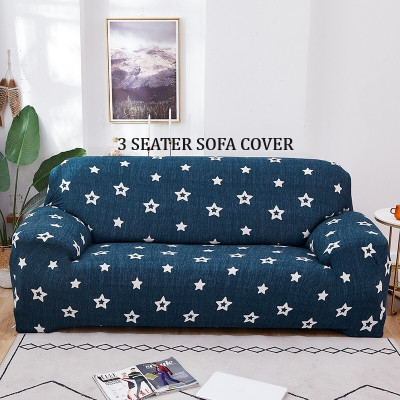 TONY STARK Polycotton Abstract 3 Seater Sofa Cover(Blue Pack of 1)