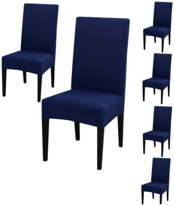 Priscilla Polyester Plain 6 Seater Chair Cover(Blue Pack of 5)