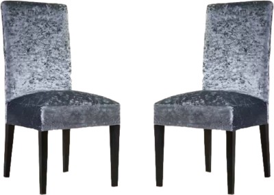 Roodra Creations Velvet Plain Chair Cover(Dark Grey Pack of 2)