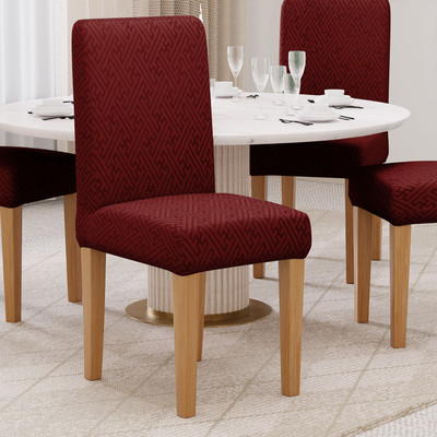 lukzer Jacquard 1 Seater Chair Plain Cover(Pack of 1 Pastel Deep Maroon Grid Maze)