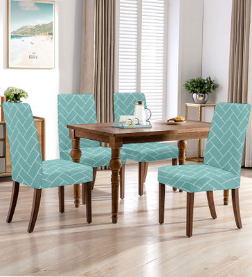 LAZI Polycotton 1 Seater Chair Geometric Cover(Pack of 4 Green)