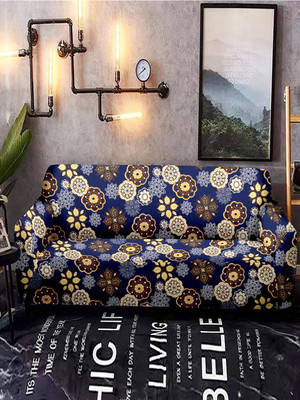 Flipkart SmartBuy Polyester 2 Seater Sofa Floral Cover(Pack of 1 Blue::Beige)