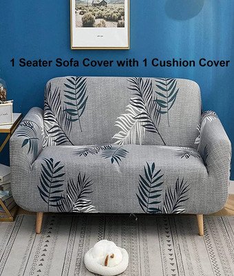 lukzer Polyester Floral 1 Seater Sofa Cover(Dark Grey with Print Pack of 1)