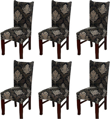 ADstore Polycotton 1 Seater Chair Geometric Cover(Pack of 6 Coffee Damas)
