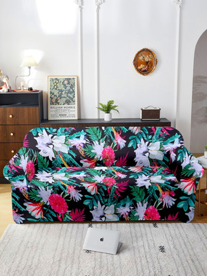 Cortina Polyester Abstract 3 Seater Sofa Cover(White Pack of 1)