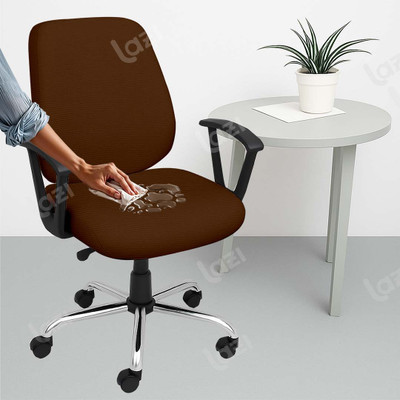 LAZI Polycotton 1 Seater Chair Plain Cover(Pack of 2 Dark Brown Dry Fit Office Chair Covers 220GSM Fabric Set of 2)